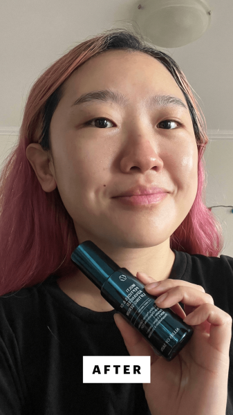 Han after applying the Allies of Skin Multi Peptides  GF Advanced Lifting Serum